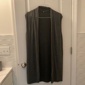 Long Gray Sleeveless Cardigan